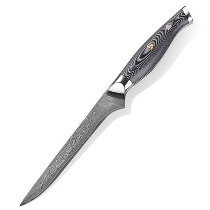 Handmade Damascus Steel Fishing Fillet Knife with G10 Micarta Handle - 13 Inch Overall Length