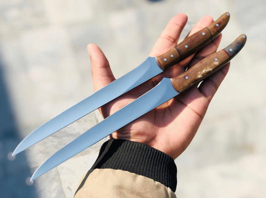 Premium Handcrafted Knives Fillet with Color Bone Handle and Leather Sheath (12" Overall Length)