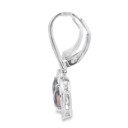 .87ct Quartz Diamond Dangle Earrings 10KT White Gold