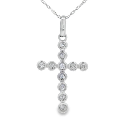 .20ct Diamond Cross Religious Pendant 14KT White Gold