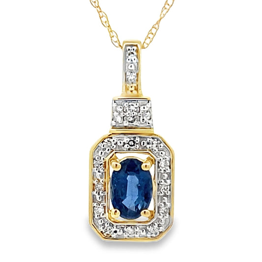 Sapphire Diamond Fashion Pendants 10KT Yellow Gold