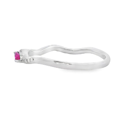.21ct Ruby Diamond stackable band set 14KT White Gold