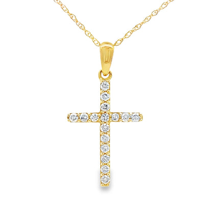 .19ct Diamond Cross Religious Pendant 14KT Yellow Gold