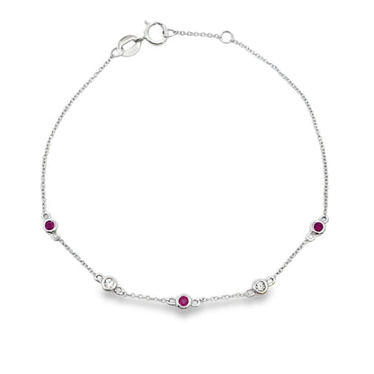 .17ct Ruby Diamond Bracelet 14KT White Gold