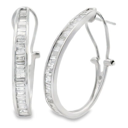 1.00ct Diamond Hoop Earrings 14KT White Gold