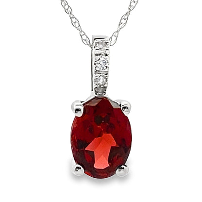 1.42ct Garnet Diamond Fashion Pendants 10KT White Gold