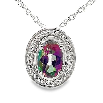 Mystic Fire Topaz Fashion Pendants 10KT White Gold