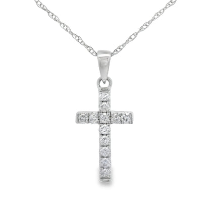 .11ct Diamond Cross Religious Pendant 14KT White Gold