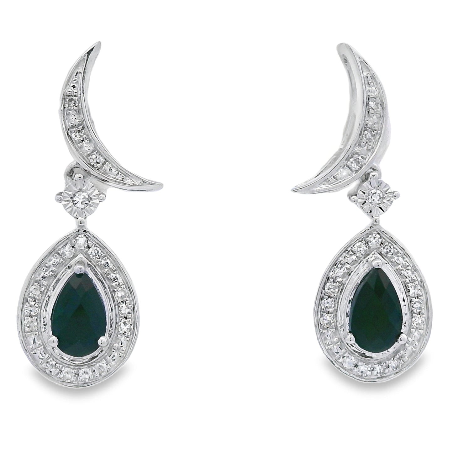 .55ct Onyx Diamond Dangle Earrings 10KT White Gold