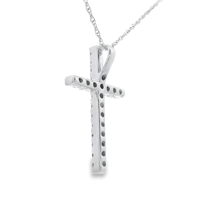 .19ct Diamond Cross Religious Pendant 14KT White Gold
