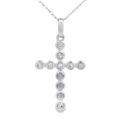 .12ct Diamond Cross Religious Pendant 14KT White Gold