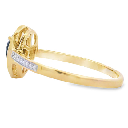 Genuine .52ct Onyx Diamond Ring 10KT Yellow Gold