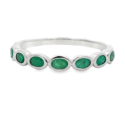 .74ct Emerald Fashion band rings 14KT White Gold