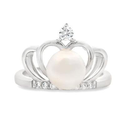 FW Pearl Cubic Zirconium Ring Sterling Silver