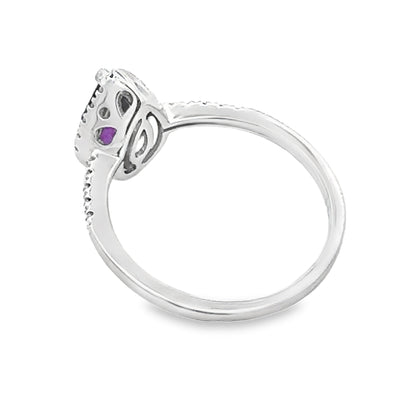 .98ct Amethyst Diamond Ring 14KT White Gold