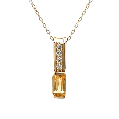 .06ct Citrine Diamond Fashion Pendants 10KT Yellow Gold