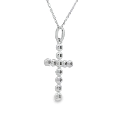 .09ct Diamond Cross Religious Pendant 14KT White Gold