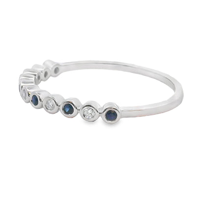Sapphire Diamond stackable band set 14KT White Gold