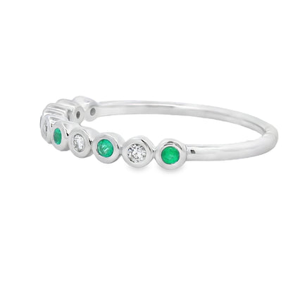 Emerald Diamond stackable band set 14KT White Gold