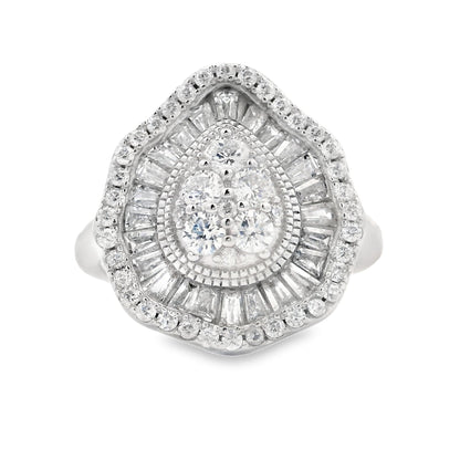 Genuine Cubic Zirconia Ring Sterling Silver