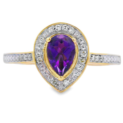 .42ct Amethyst Diamond Ring 10KT Yellow Gold