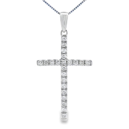 .21ct Diamond Cross Religious Pendant 14KT White Gold