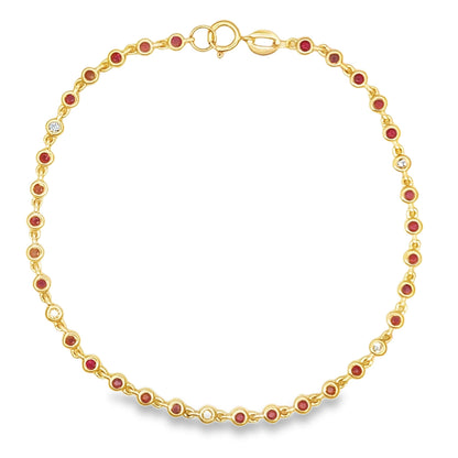 .95ct Ruby Diamond Bracelet 14KT Yellow Gold