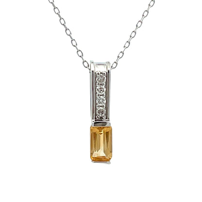 .06ct Citrine Diamond Fashion Pendants 10KT White Gold