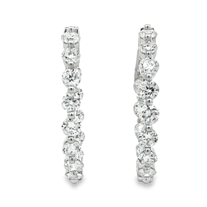 3.10ct Lab Grown Diamond Hoop Earrings Sterling Silver