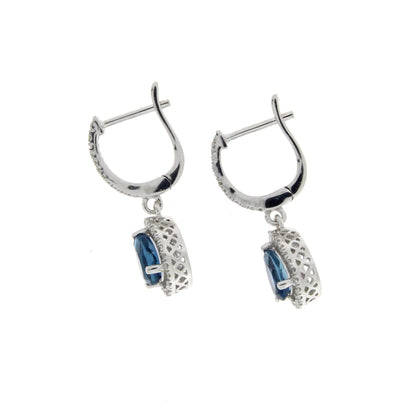 .88ct London Blue Topaz Dangle Earrings 14KT White Gold