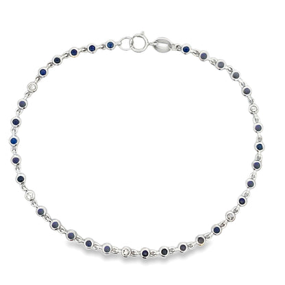 .87ct Sapphire Diamond Bracelet 14KT White Gold