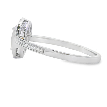.44ct Rose Quartz Diamond Ring 10KT White Gold