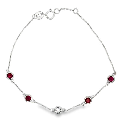 .71ct Ruby Diamond Bracelet 14KT White Gold
