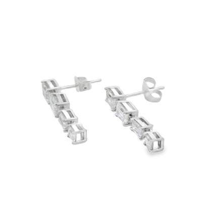 Lab Grown Diamond Dangle Earrings 14KT White Gold