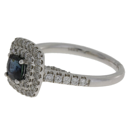 1.22ct Sapphire Diamond Ring 14KT White Gold