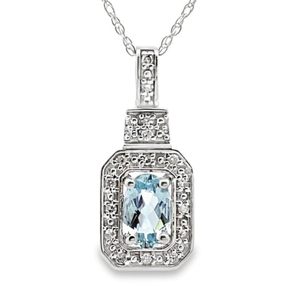 Aquamarine Diamond Fashion Pendants 10KT White Gold