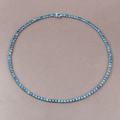 33.24 Carat Genuine Blue Diamond 14K White Gold Necklace