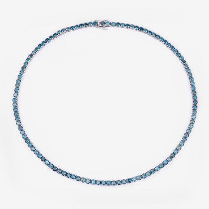 33.24 Carat Genuine Blue Diamond 14K White Gold Necklace