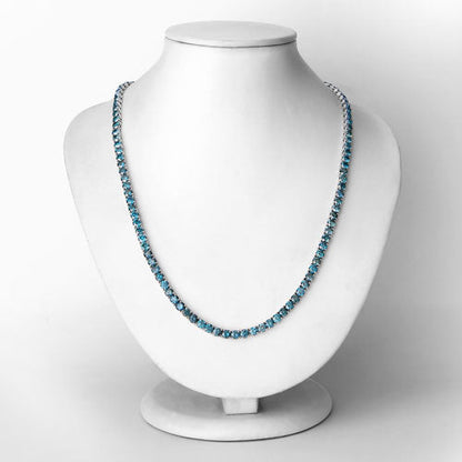 33.24 Carat Genuine Blue Diamond 14K White Gold Necklace