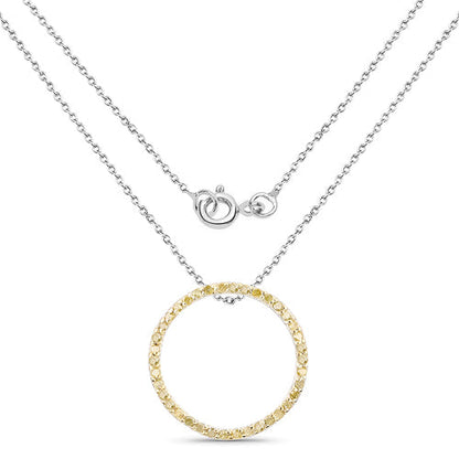 0.30 Carat Genuine Diamond Yellow .925 Sterling Silver Pendant