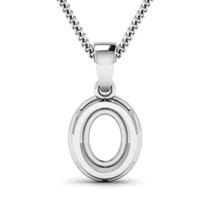 0.18 Carat Genuine White Diamond 14K White Gold Semi Mount Pendant - holds 8x6mm Oval Gemstone