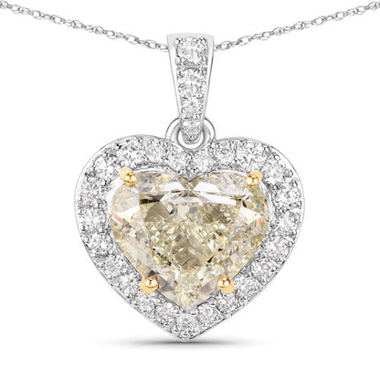 IGI Certified 4.51 Carat Genuine Light Yellow Diamond Center and 0.45cttw White Diamond 18K White Gold Pendant (4.96cttw)