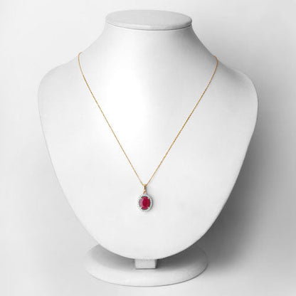 2.51 Carat Genuine Ruby and White Diamond 10K Yellow Gold Pendant