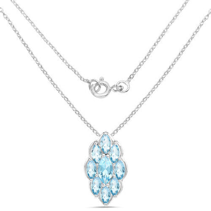 4.77 Carat Genuine Swiss Blue Topaz .925 Sterling Silver Pendant