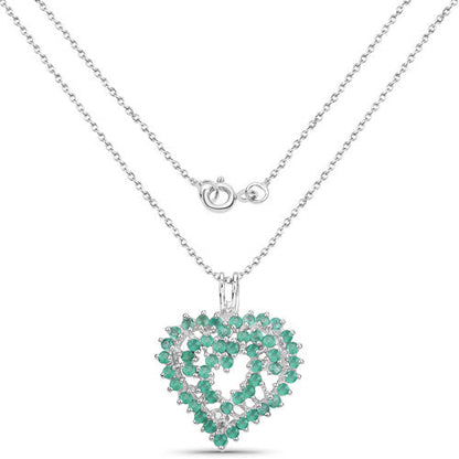 1.53 Carat Genuine Emerald .925 Sterling Silver Pendant