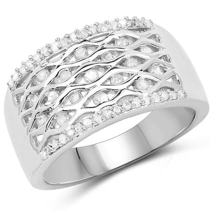 0.41 Carat Genuine White Diamond .925 Sterling Silver Ring