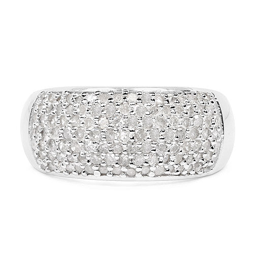 0.96 Carat Genuine White Diamond .925 Sterling Silver Ring