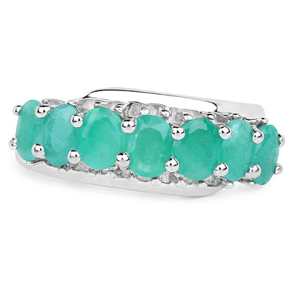 1.64 Carat Genuine Emerald Sterling Silver Ring