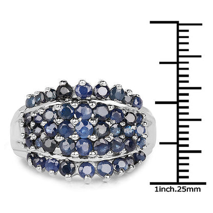 2.70 Carat Genuine Blue Sapphire .925 Sterling Silver Ring