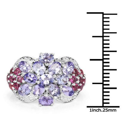 2.70 Carat Genuine Tanzanite .925 Sterling Silver Ring